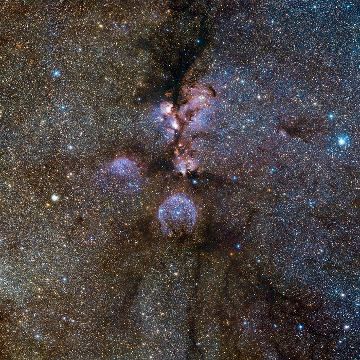 Imagen infrarroja de la Nebulosa Pata de Gato tomada por VISTA