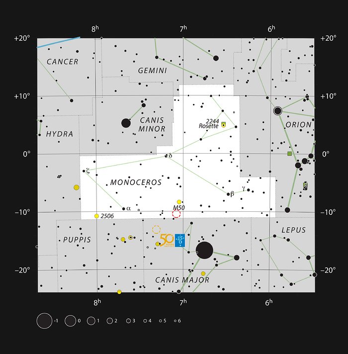 La nébuleuse de la Mouette à la frontière entre les constellations de la Licorne et du Grand Chien