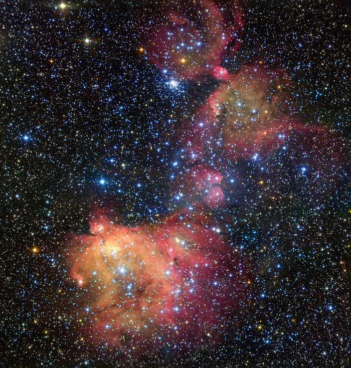 Le nuage de gaz brillant LA 120-N55 dans le Grand Nuage de Magellan