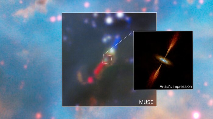 MUSE-Beobachtungen und künstlerische Darstellung des jungen Sternsystems HH 1177