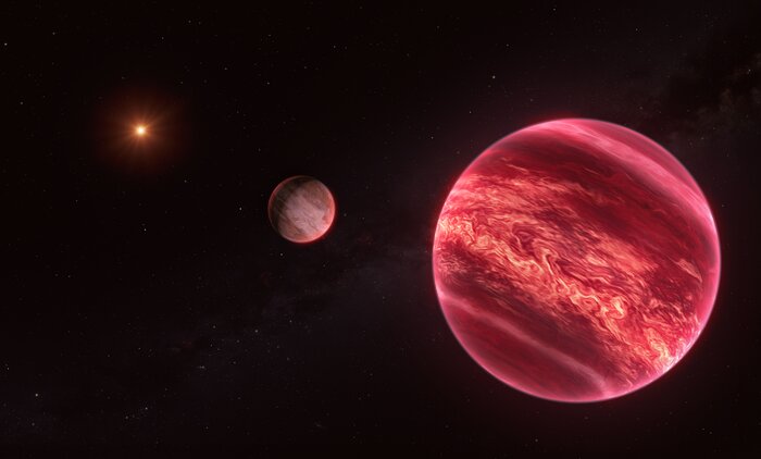 Reproducción artística de CD-35 2722, un sistema con un objeto similar a la luna