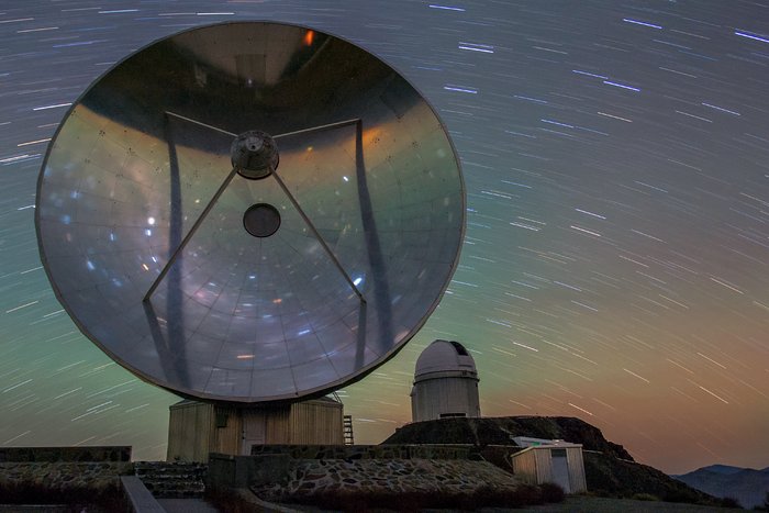 Star trails in front of SEST