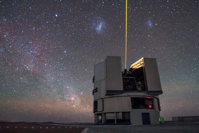 Laser light amongst the Magellanic Clouds