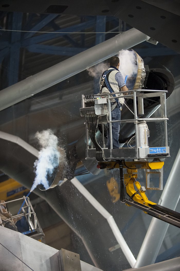 CO2 cleaning of mirrors at the VLT