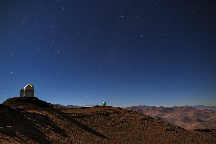 Glowing ESO 3.6-metre telescope at La Silla