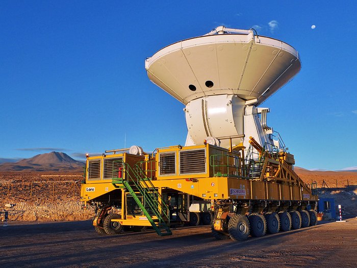 A European ALMA antenna takes a ride on a transporter