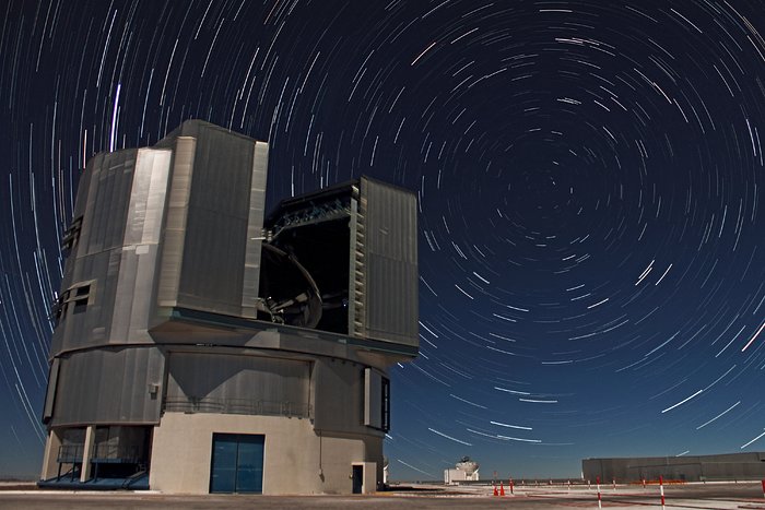 Swirling star trails over Yepun