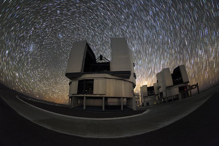 Startrail sky over the VLT