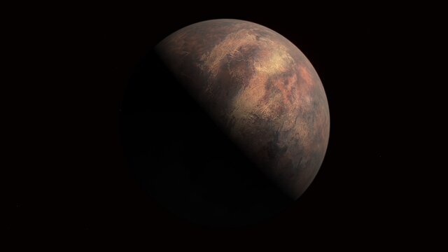 Animation av en planet lättare än jorden som kretsar kring Barnards stjärna